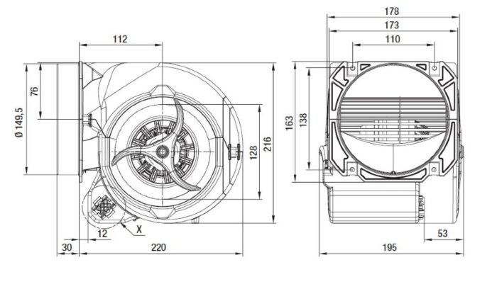 Вентилятор D2E146-HR93-03 / D2E146HR9303 центробежный Ebmpapst — изображение 2