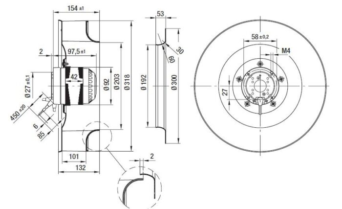 Вентилятор R4E310-AT06-01 / R4E310AT0601 центробежный Ebmpapst — изображение 2