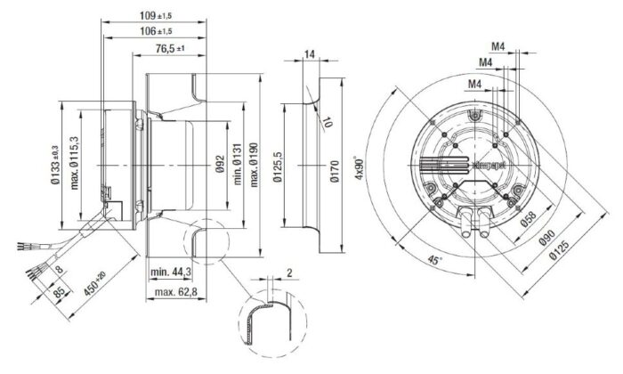 Вентилятор Ebmpapst R3G190-AF50-01 / R3G190AF5001 радиальный EC — изображение 2