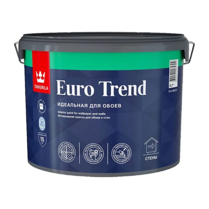 Краска для обоев и стен Tikkurila Euro Trend А матовая (9 л) — изображение 2