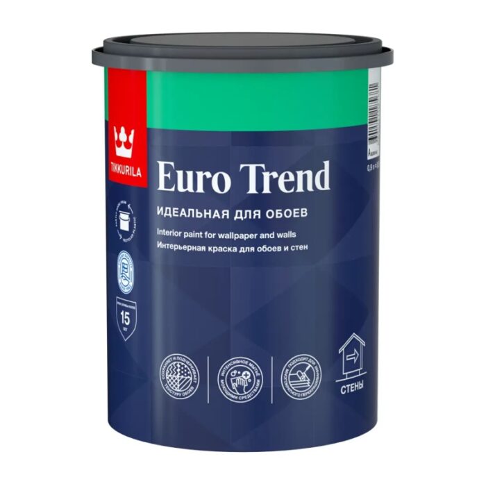 Краска для обоев и стен Tikkurila Euro Trend А матовая (0,9 л) — изображение 2