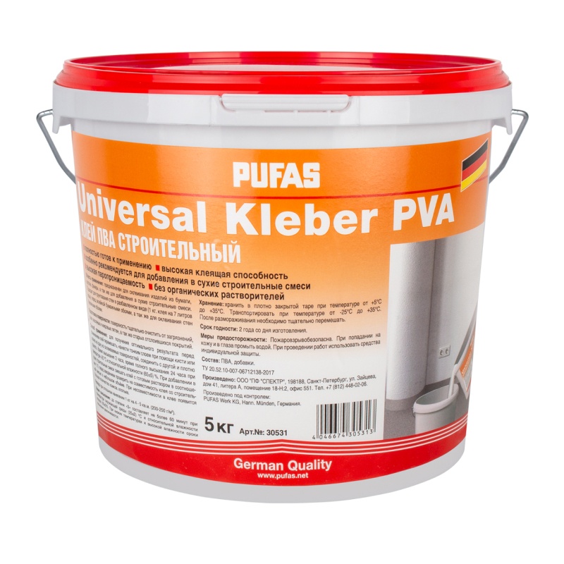 13335 Клей ПВА Pufas Universal Kleber cтроительный (5 кг) — изображение 1