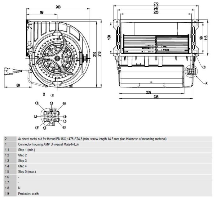 Вентилятор D4E146-LV19-14 / D4E146LV1914 центробежный Ebmpapst — изображение 2