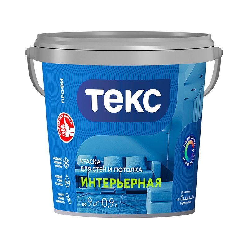 16402 Краска в/д интерьерная Текс Профи супербелая (0,9 л) — изображение 1