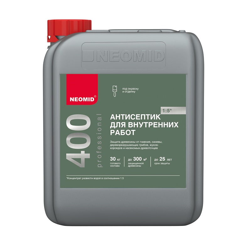 17845 Антисептик концентрат 1:5 Neomid 400 для внутренних работ (5 л) — изображение 1
