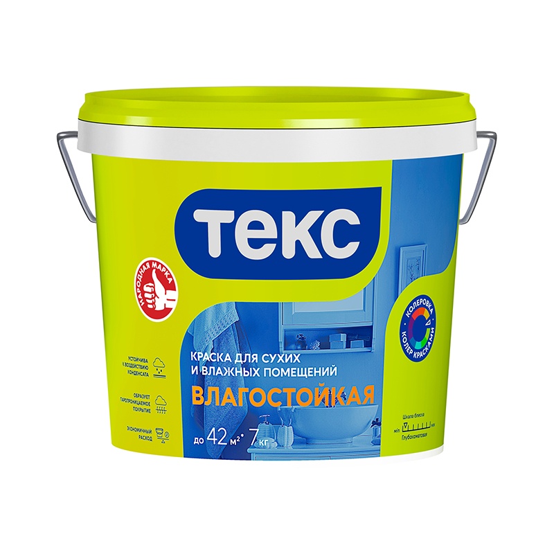 20038 Краска в/д влагостойкая Текс Универсал (7 кг) — изображение 1