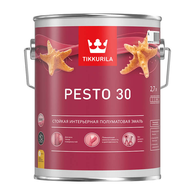 21787 Краска алкидная Tikkurila Euro Pesto 30 A полуматовая (2,7 л) — изображение 1