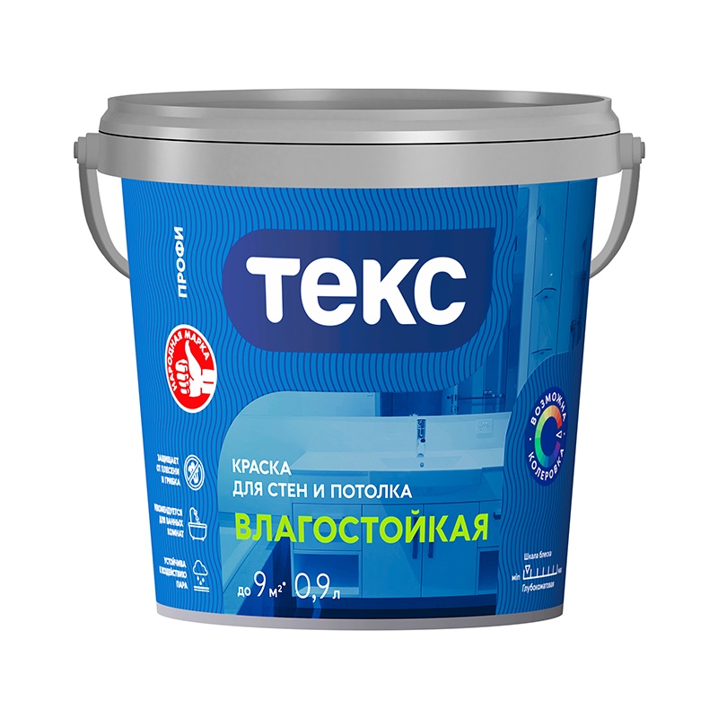 21968 Краска в/д влагостойкая Текс Профи супербелая (0,9 л) — изображение 1