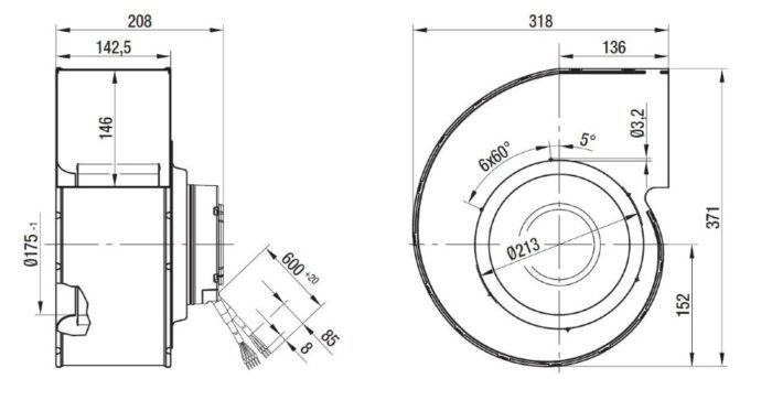 Вентилятор Ebmpapst G3G200-AL36-81 / G3G200AL3681 радиальный EC — изображение 2