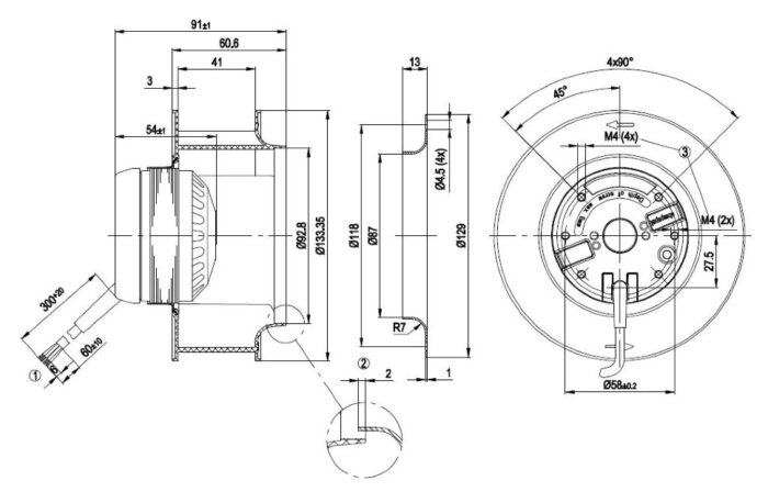 Вентилятор R2E133-BH66-07 / R2E133BH6607 центробежный Ebmpapst — изображение 2