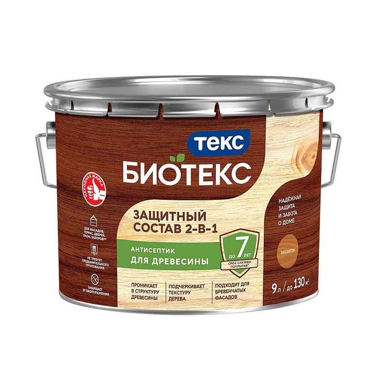 25717 Антисептик Текс Bioteks состав 2в1 махагон (9 л) — изображение 1