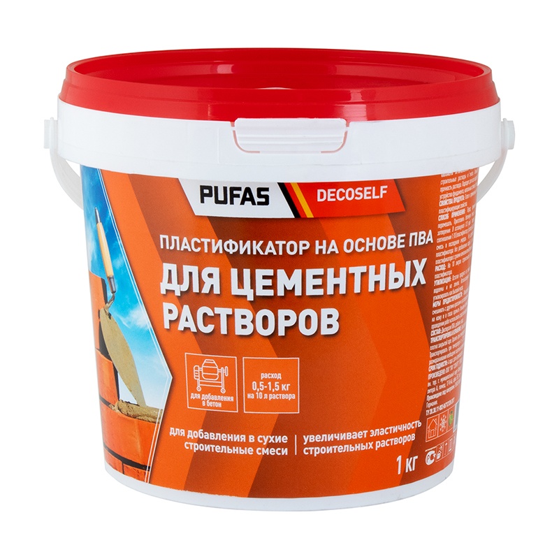 28905 Клей ПВА Pufas Decoself cтроительный пластификатор (1 кг) — изображение 1