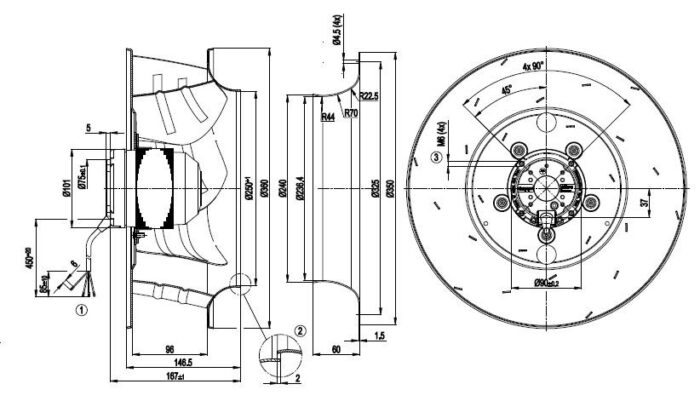 Вентилятор R4E355-AK05-05 / R4E355AK0505 центробежный Ebmpapst — изображение 2