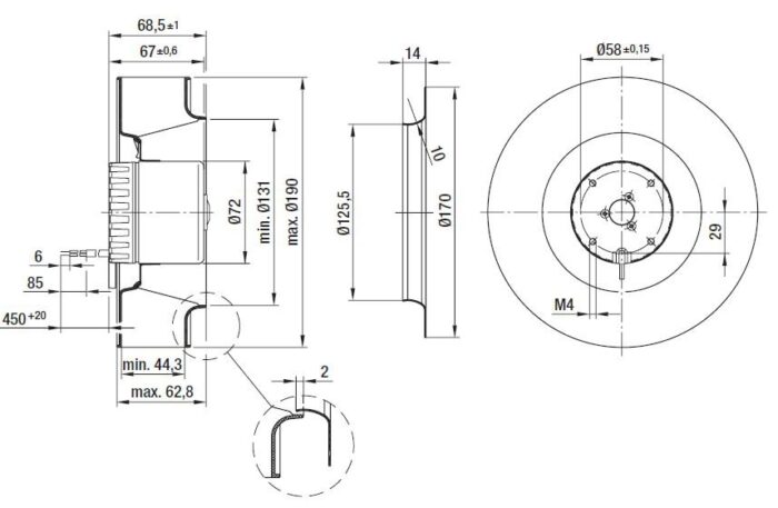 Вентилятор Ebmpapst R1G190-AB27-02 / R1G190AB2702 радиальный EC — изображение 2