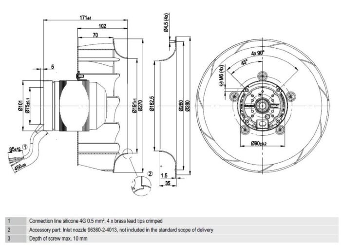 Вентилятор R2E270-AA01-05 / R2E270AA0105 центробежный Ebmpapst — изображение 2