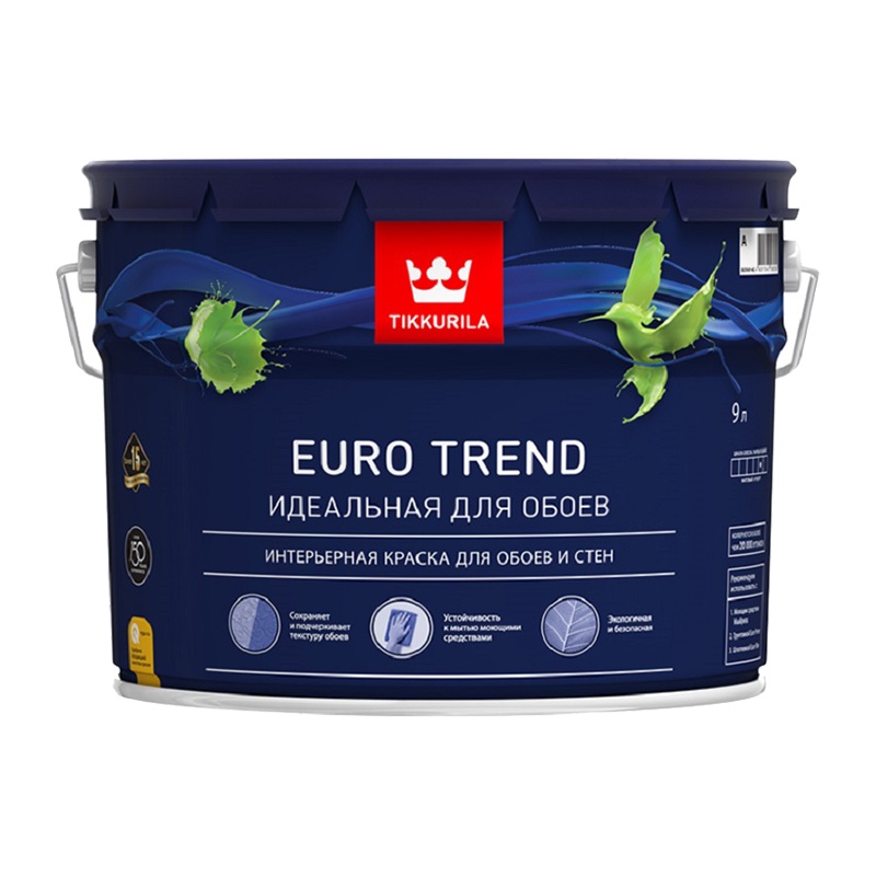 32395 Краска для обоев и стен Tikkurila Euro Trend А матовая (9 л) — изображение 1