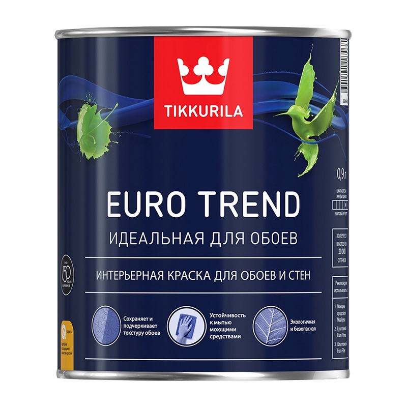 35124 Краска для обоев и стен Tikkurila Euro Trend С матовая (0,9 л) — изображение 1