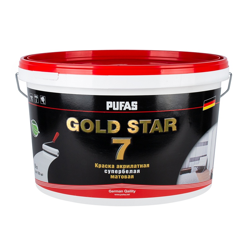46163 Краска акрилатная Pufas Gold Star 7 основа D матовая (9 л) — изображение 1