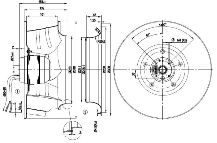 Вентилятор R4E310-AS06-01 / R4E310AS0601 центробежный Ebmpapst — изображение 2