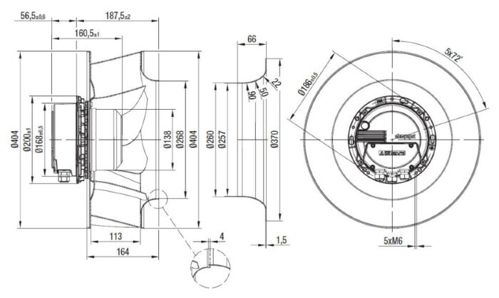 Вентилятор Ebmpapst R3G400-AM55-01 / R3G400AM5501 радиальный EC — изображение 2
