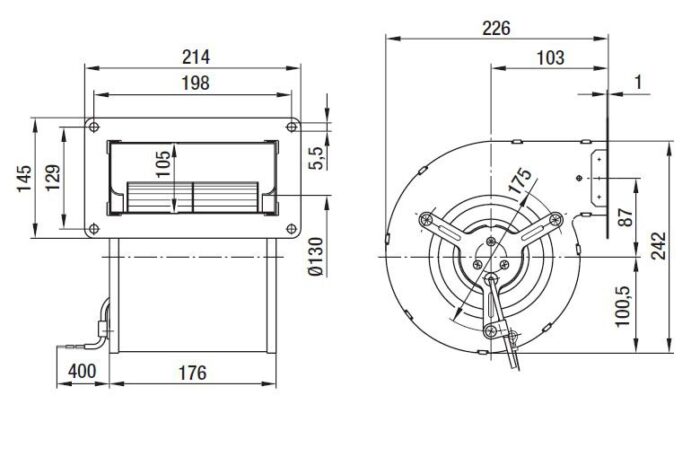 Вентилятор D4E160-DA01-22 / D4E160DA0122 центробежный Ebmpapst — изображение 2