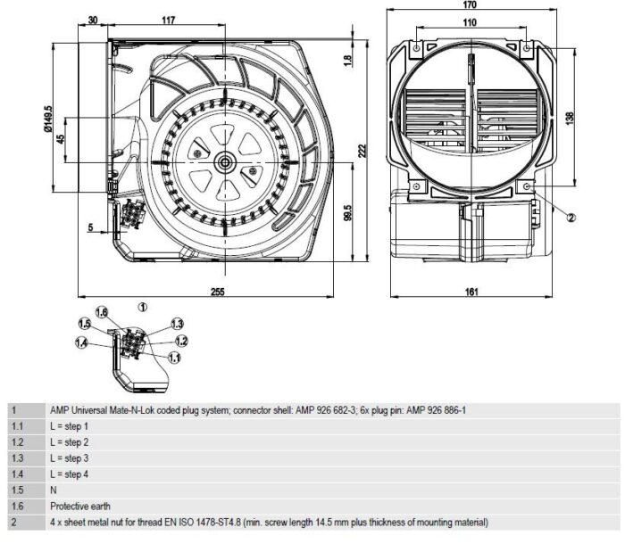 Вентилятор D2E146-KB27-01 / D2E146KB2701 центробежный Ebmpapst — изображение 2