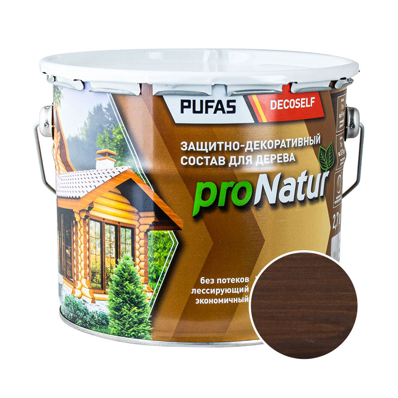 60325 Антисептик лессирующий для дерева Pufas ProNatur венге (2,7 л) — изображение 1