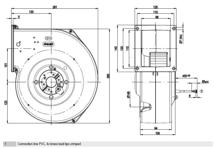 Вентилятор G2E180-EH03-01 / G2E180EH0301 центробежный Ebmpapst — изображение 2