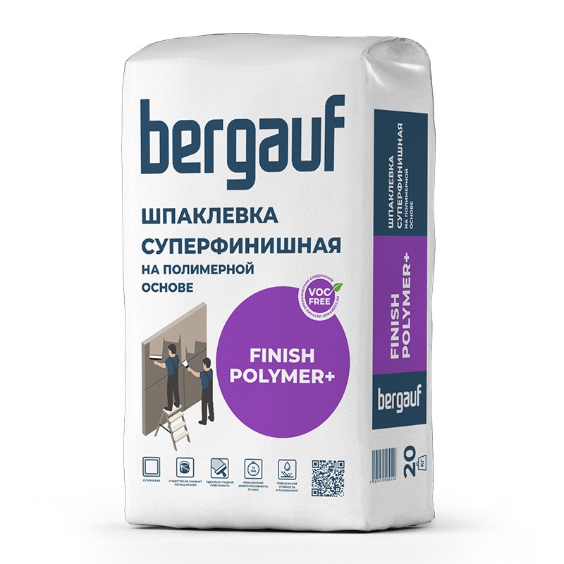 66595 Шпаклевка финишная на полимерной основе Bergauf Finish Polymer+, 20 кг — изображение 1