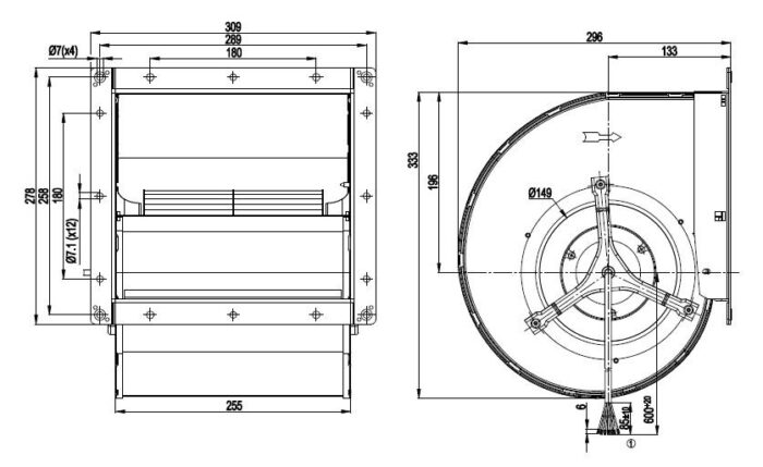 Вентилятор D4D180-CB01-02 / D4D180CB0102 центробежный Ebmpapst — изображение 2
