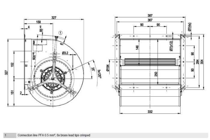 Вентилятор D4E225-DH01-01 / D4E225DH0101 центробежный Ebmpapst — изображение 2