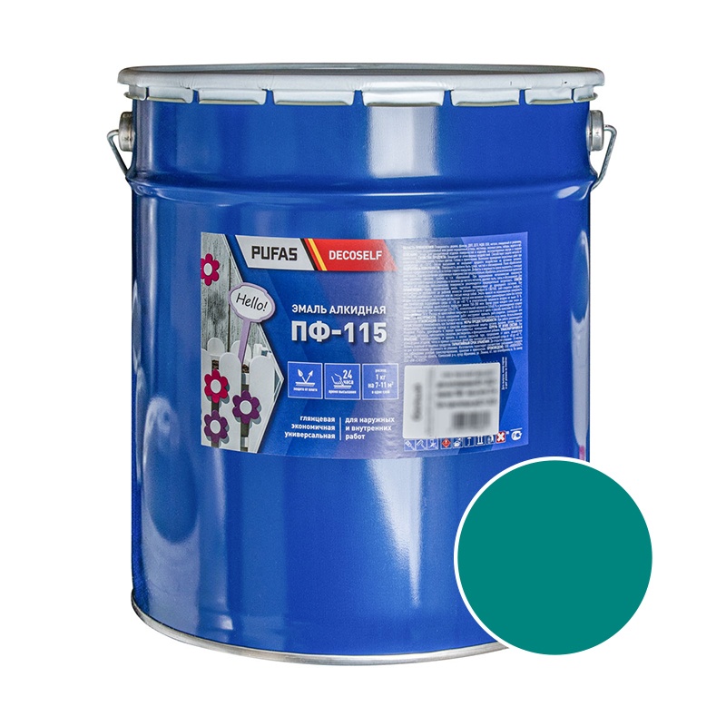 73961 Эмаль Pufas Decoself ПФ-115 бирюзовая (25 кг) — изображение 1