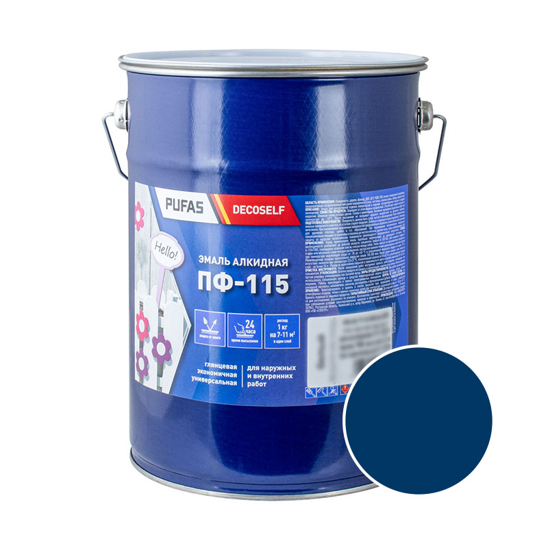 74407 Эмаль Pufas Decoself ПФ-115 синяя (5 кг) — изображение 1