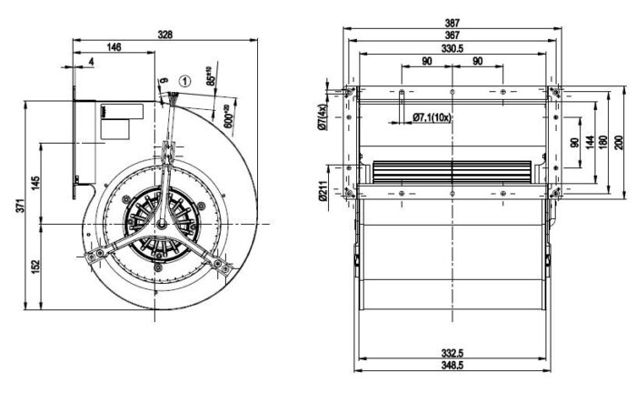 Вентилятор D4D225-FH02-01 / D4D225FH0201 центробежный Ebmpapst — изображение 2