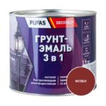 Грунт-эмаль Pufas Decoself 3 в 1 матовая красно-коричневая (1,9 кг)