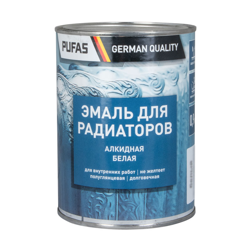 84514 Эмаль для радиаторов Pufas белая (0,9 кг) — изображение 1