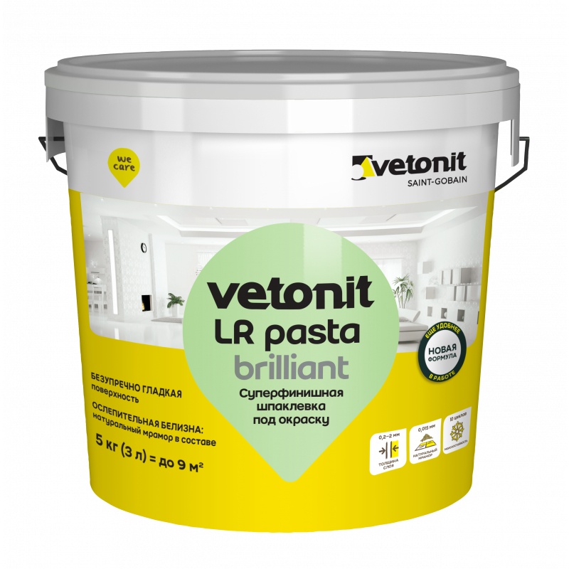 85830 Шпаклевка готовая суперфинишная Vetonit LR Pasta Brilliant (5 кг) — изображение 1