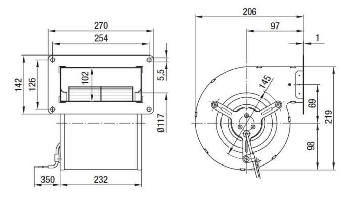 Вентилятор D2E146-AP43-02 / D2E146AP4302 центробежный Ebmpapst — изображение 2