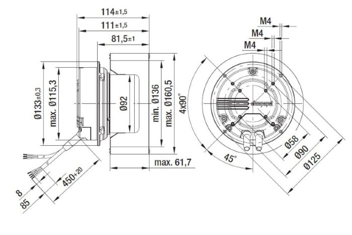 Вентилятор Ebmpapst R3G160-AC50-01 / R3G160AC5001 радиальный EC — изображение 2
