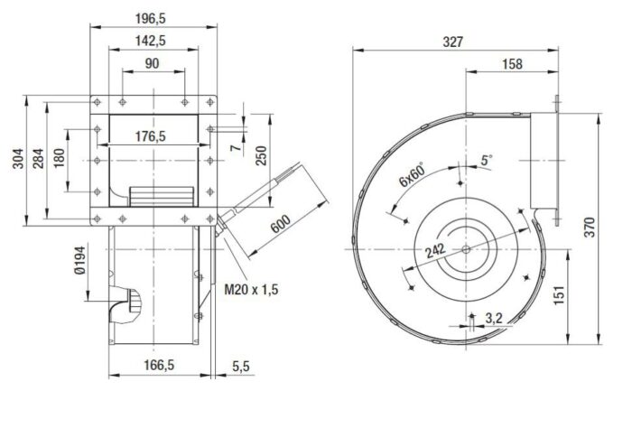 Вентилятор G4E225-EK05-03 / G4E225EK0503 центробежный Ebmpapst — изображение 2