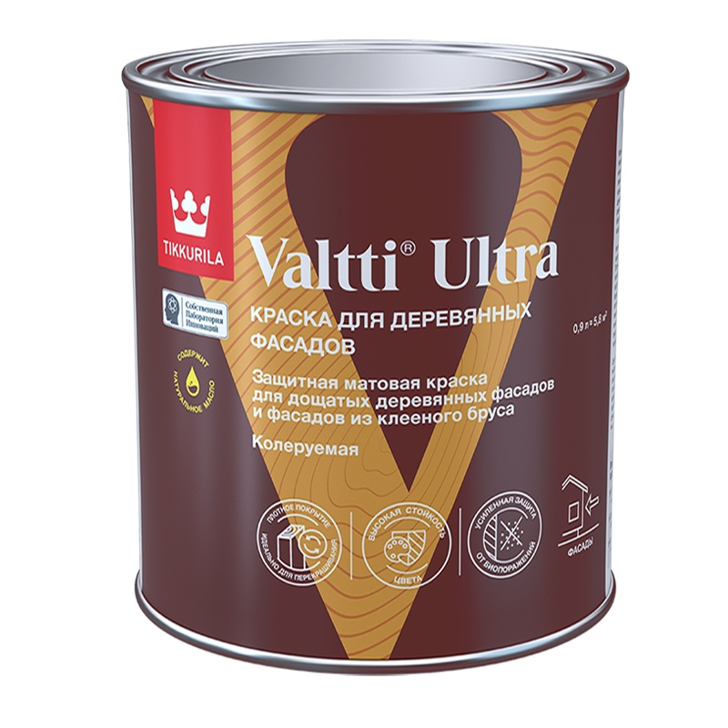 90464 Краска для деревянных фасадов Tikkurila Valtti Ultra основа С матовая (0,9 л) — изображение 1