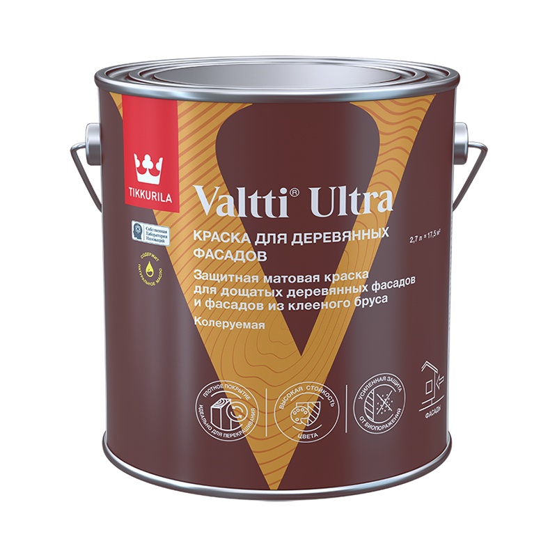 90465 Краска для деревянных фасадов Tikkurila Valtti Ultra основа A матовая (2,7л) — изображение 1