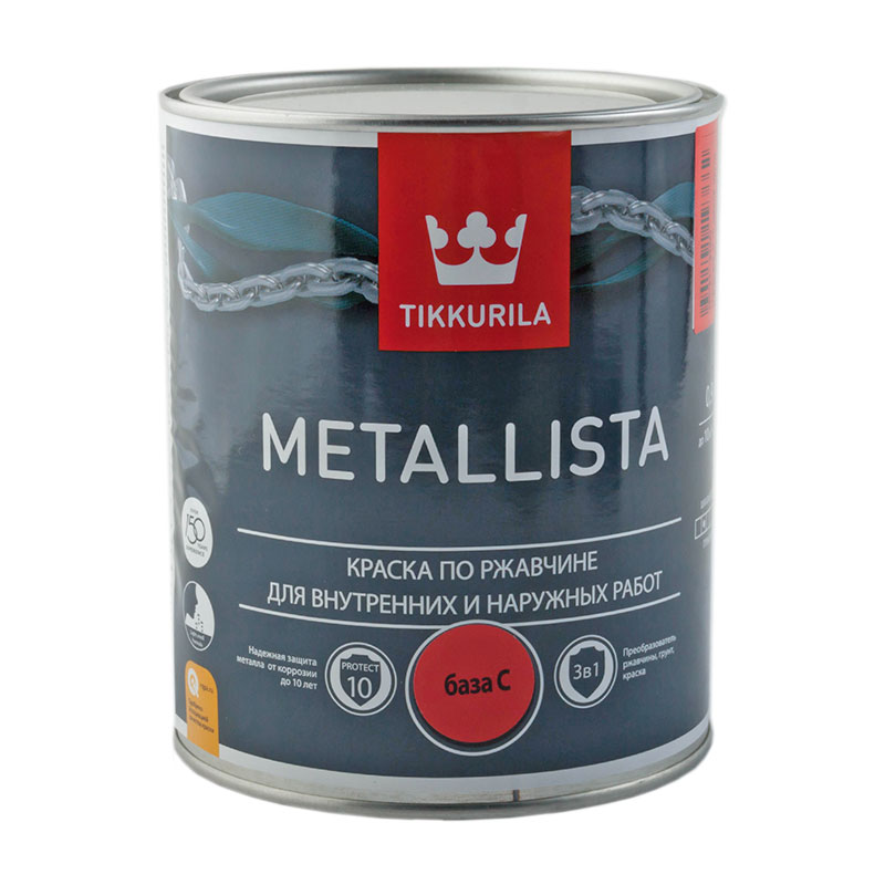 90700 Краска по ржавчине Tikkurila Metallista C глянцевая (0,8 л) — изображение 1