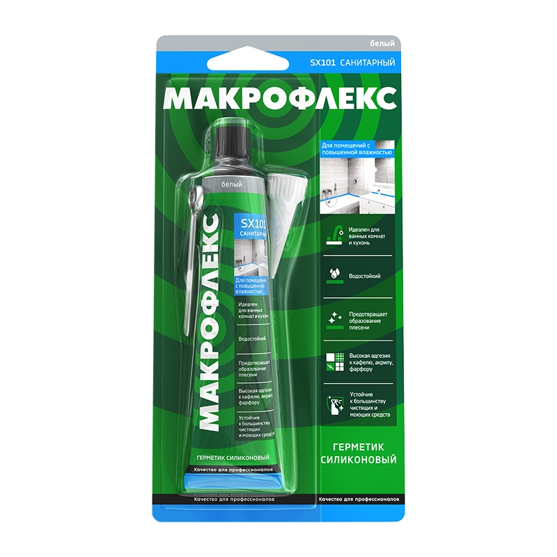 95834 Герметик силиконовый Makroflex SX101 санитарный, белый (70 мл) — изображение 1