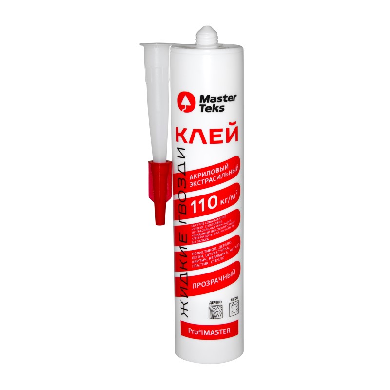 97417 Клей экстрасильный MasterTeks ProfiMaster Жидкие Гвозди 110 кг/м2 прозрачный (0,28 кг) — изображение 1
