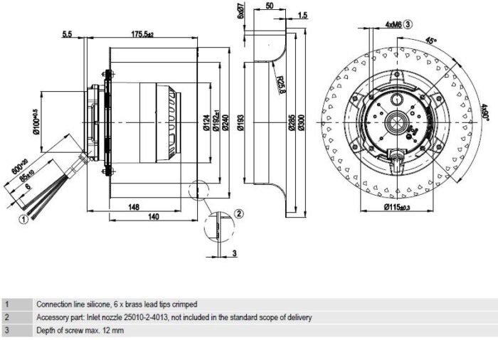 Вентилятор R4E250-BA09-03 / R4E250BA0903 центробежный Ebmpapst — изображение 2