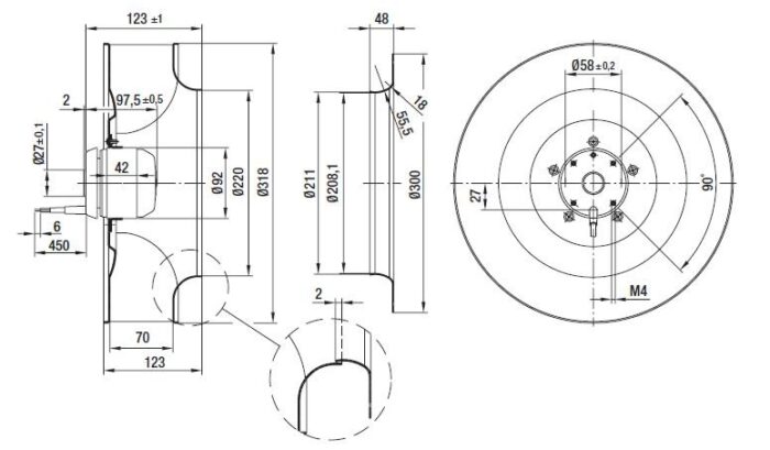 Вентилятор R4E310-AR06-01 / R4E310AR0601 центробежный Ebmpapst — изображение 2