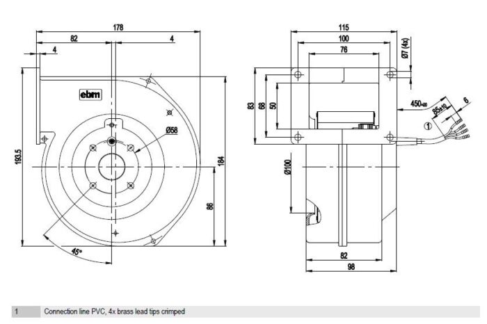 Вентилятор G2E120-AR77-01 / G2E120AR7701 центробежный Ebmpapst — изображение 2