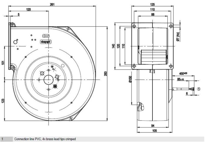 Вентилятор G4E180-AB01-01 / G4E180AB0101 центробежный Ebmpapst — изображение 2