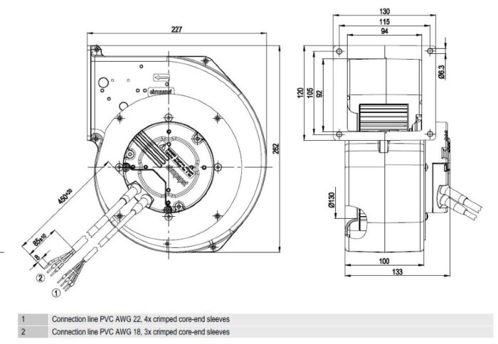 Вентилятор Ebmpapst G3G160-AD52-01 / G3G160AD5201 радиальный EC — изображение 2